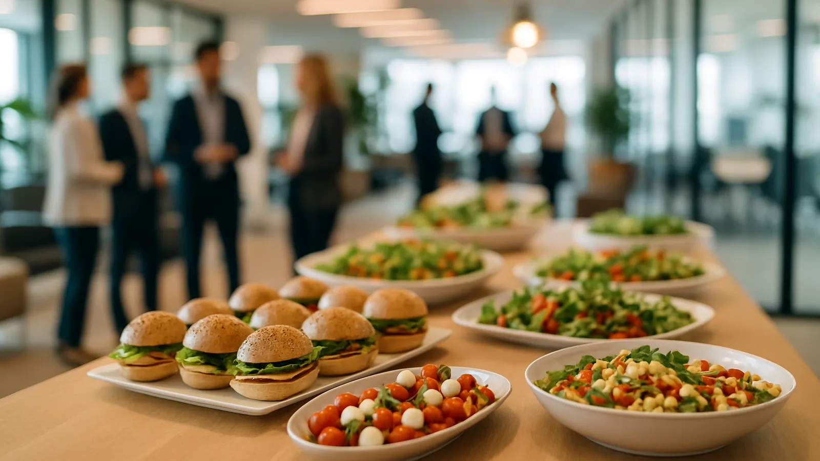 Modernes Business-Catering-Buffet in einer Büro-Lounge
